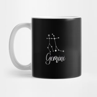 Gemini Zodiac Constellation in Silver - Black Mug